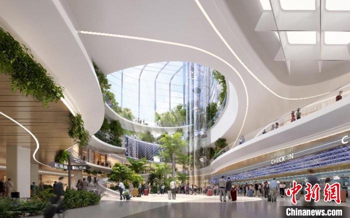 值机大厅效果图(阶段性概念方案)。 北京市发改委供图 值机大厅效果图(阶段性概念方案)。 北京市发改委供图