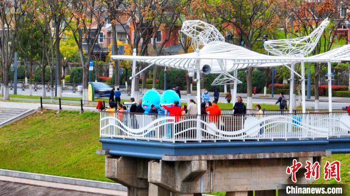 宜昌昔日油库码头“蝶变”江豚观测平台,成为网红打卡点。 周星亮 摄 宜昌昔日油库码头“蝶变”江豚观测平台,成为网红打卡点。 周星亮 摄